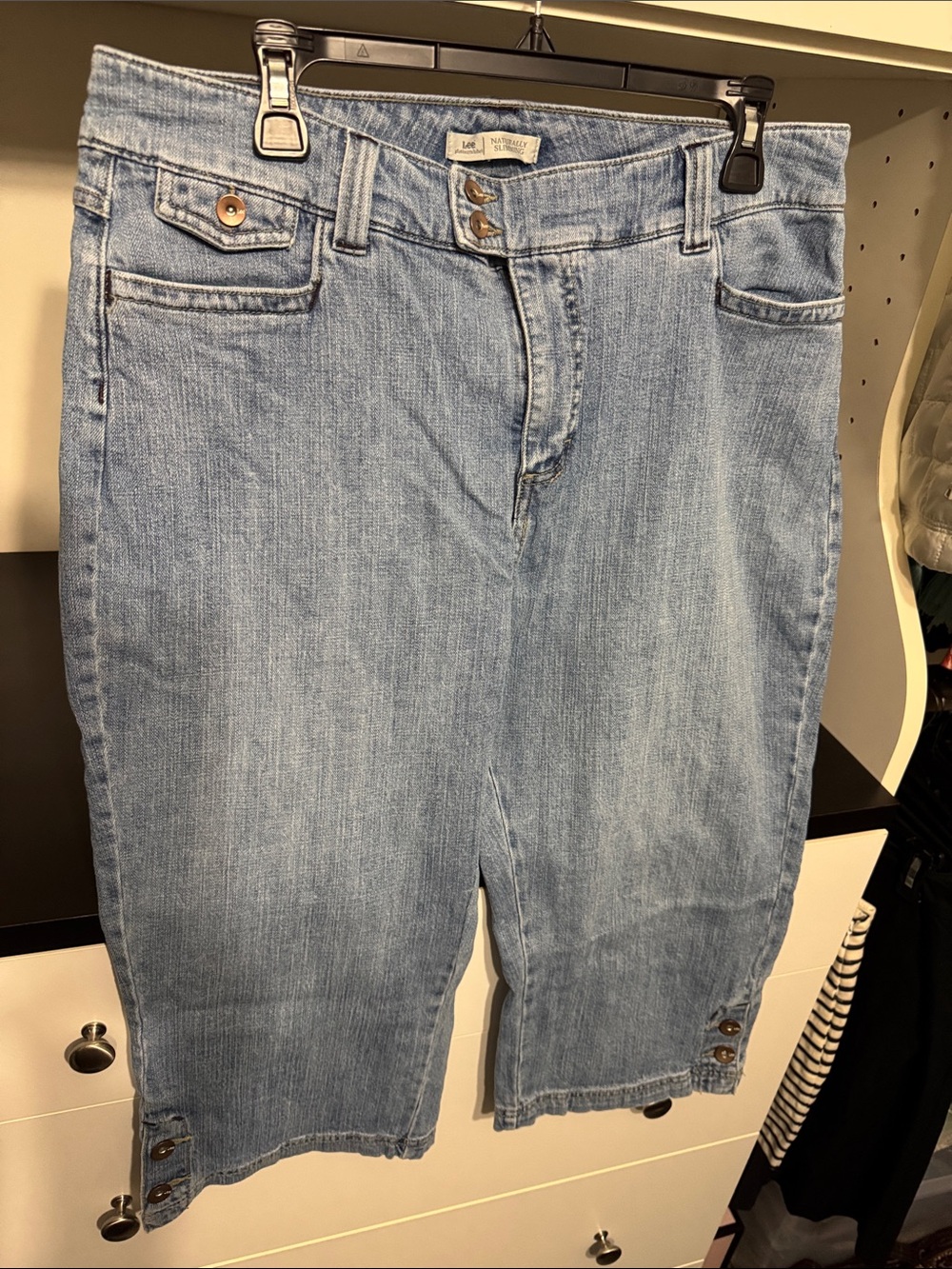 Lee Light Wash Cropped Button-Hem Jeans